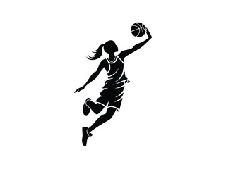 Silhouette of a basketball player performing a slamdunk energetic and youth spirit