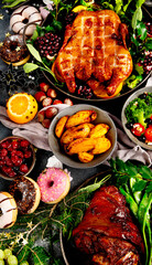 Christmas holidays table setting concept