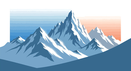 Snowy mountain peaks vector illustration landscape design