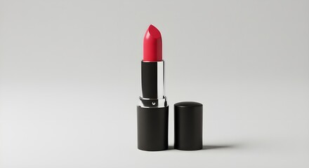 Red Lipstick in Black Tube Isolated