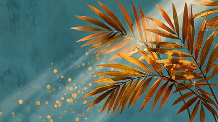 Tropic grunge palm leaves and branches