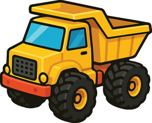 Fototapeta premium Bright Yellow Cartoon Dump Truck Vector