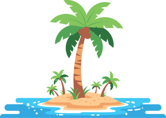 Tropical island with palm trees vector illustration art