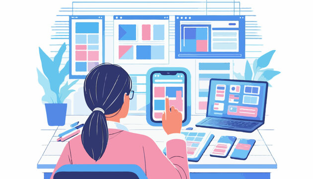 Flat vector illustration of a web developer