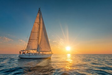 Fototapeta premium Sailboat at sunset