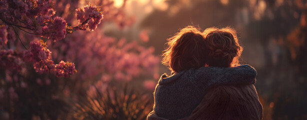 A young girl with some wildflowers in the forest