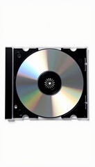 Obraz premium A Reflective CD Disc in Its Case Showcasing Modern Technology and Classic Media Formats in a Minimalist Style with a Radiant Shine