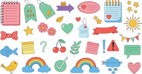 Cute scrapbook stickers illustration for creative projects