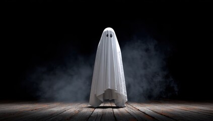 Ghost on dark wooden floor