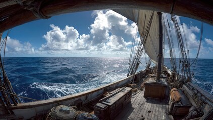Sailing ship on open ocean (1)