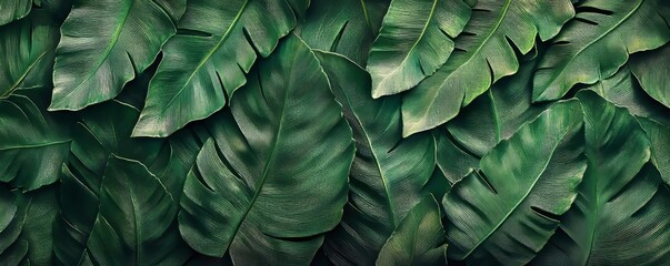 Close-up of several green fern leaves, arranged in a striped pattern, showcasing their intricate texture and organic beauty, Generative AI