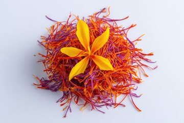 Naklejka premium Colorful saffron threads with a vibrant yellow flower