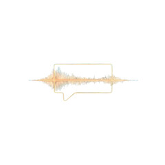 Sound wave inside speech bubble on black background isolated on transparent background
