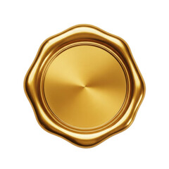 A blank golden metallic seal with a wavy border and a polished, reflective surface, perfect for adding a touch of luxury to certificates, awards, or branding.