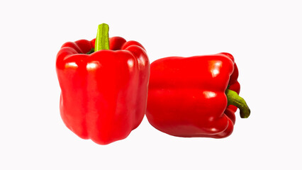 Two sweet red pepper on white background.