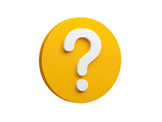 White Question Mark on a Yellow Button on Black Background isolated on transparent background