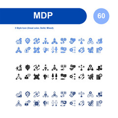 Management Development Program icon set. with 3 Style Icon (lineal color, Solid, Mixed).