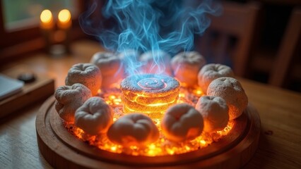 Fire cooking food scene