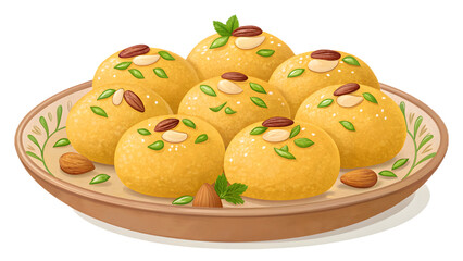 Delicious atta ladoo PNG on transparent background, ideal for festive menus, packaging, and sweet designs.
