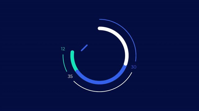 Business infographic element - animated circle chart with percentage figures