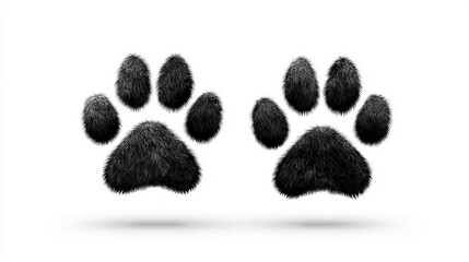 Naklejka premium High-quality black paw prints close-up furry animal paws pet and wildlife scene natural outdoor setting soft texture adorable animal portrait for commercial use