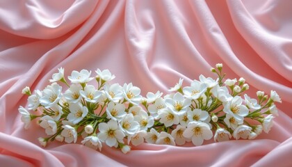 Delicate Pink Fabric with White Flowers Soft Light
