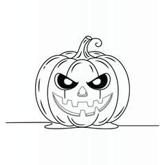 Spooky halloween jack o lantern with scary face and glowing eyes