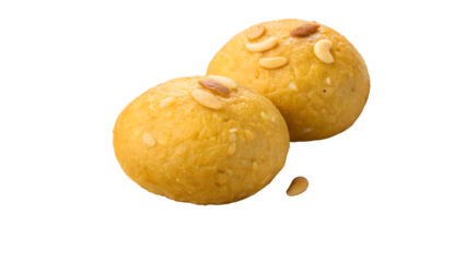 Delicious atta ladoo PNG on transparent background, ideal for festive menus, packaging, and sweet designs.
