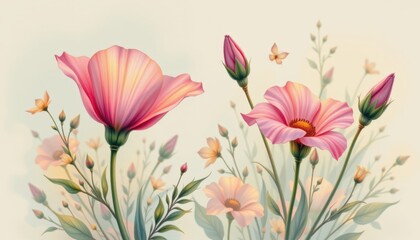 Obraz premium Ethereal Blush Eustoma Bloom Watercolor Serenity