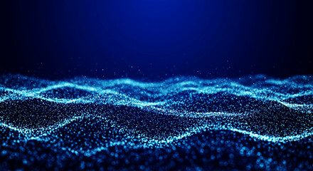 Glowing Particle Blue Waves with Elegant Soft Flow