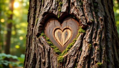 Heart Carving Tree Symbolizing Love and Longevity