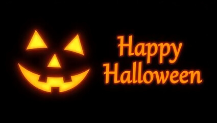 Glowing Jack O Lantern Face and Happy Halloween Text 1