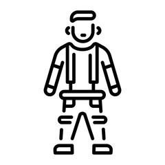 An outline style icon depicting german lederhosen  