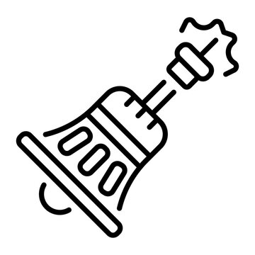 An outline style icon depicting traditional bell  