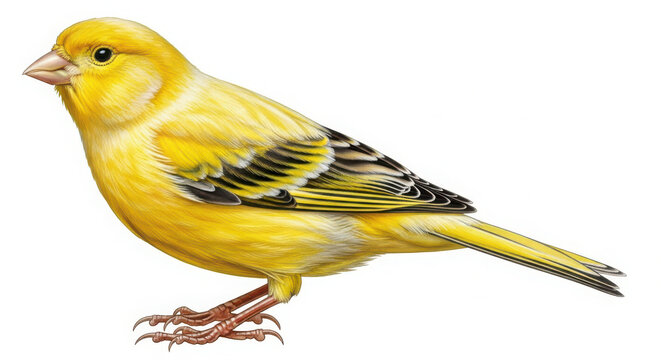 Illustration of a yellow canary bird isolated on white background