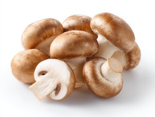 Fototapeta premium Pile of fresh cremini mushrooms isolated on white background
