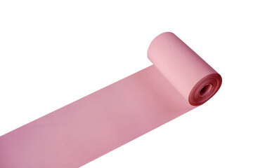 roll of pink paper isolated on white background