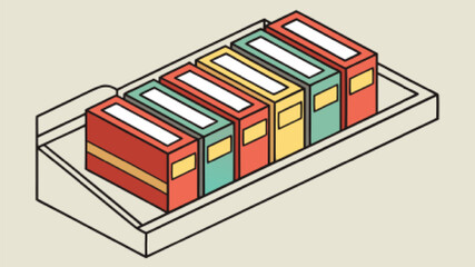 Obraz premium Colorful stacked binders in tray vector