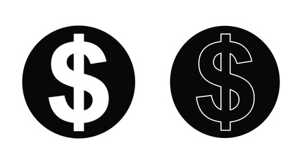 Obraz premium Two Dollar Sign Icons in Black and White Oval Shapes