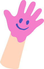 Obraz premium Child's Hand Painted With Pink Paint