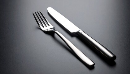 Naklejka premium fork and knife on black background