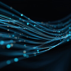 Abstract Digital Data Flow with Blue Light Streaks