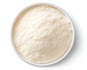 Powdered food in a white bowl