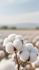 Two plump and fluffy cottons in the cotton field