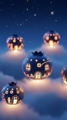 Fototapeta premium Blueberry Lanterns in the Sky