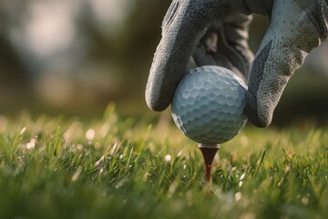 Golf ball placed on tee