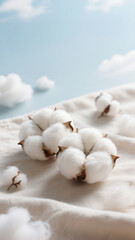 Full fluffy cotton on the cotton fabric