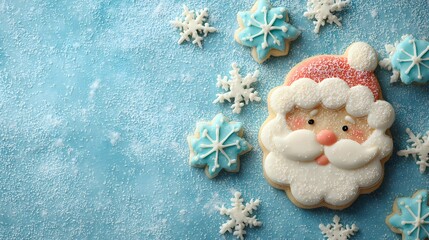 Festive Christmas cookies decorated with icing and sugar.