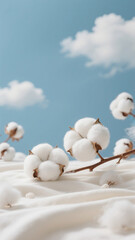Full fluffy cotton on the cotton fabric