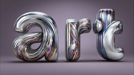 Colorful metallic letters forming the word "art".